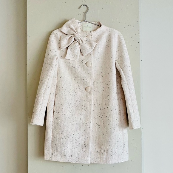 Kate Spade Dorothy Bow Sparkle Tweed Coat Sz 4